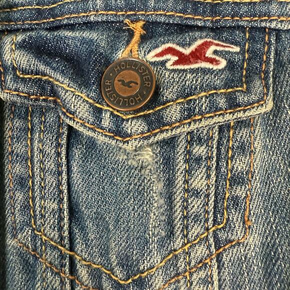 Hollister Women’s XS Denim Vest Blue Jean Button Front Sleeveless 100% Cotton - Picture 6 of 11